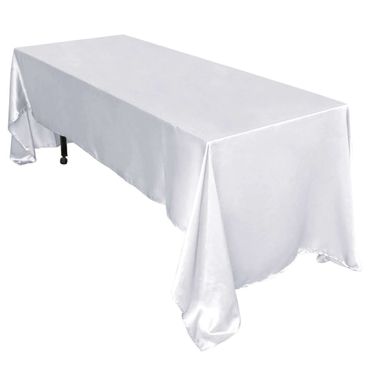 Satin Rectangular 60"x126" Tablecloth White - Smooth and Lustrous Finish for Weddings and Parties - NestOCart