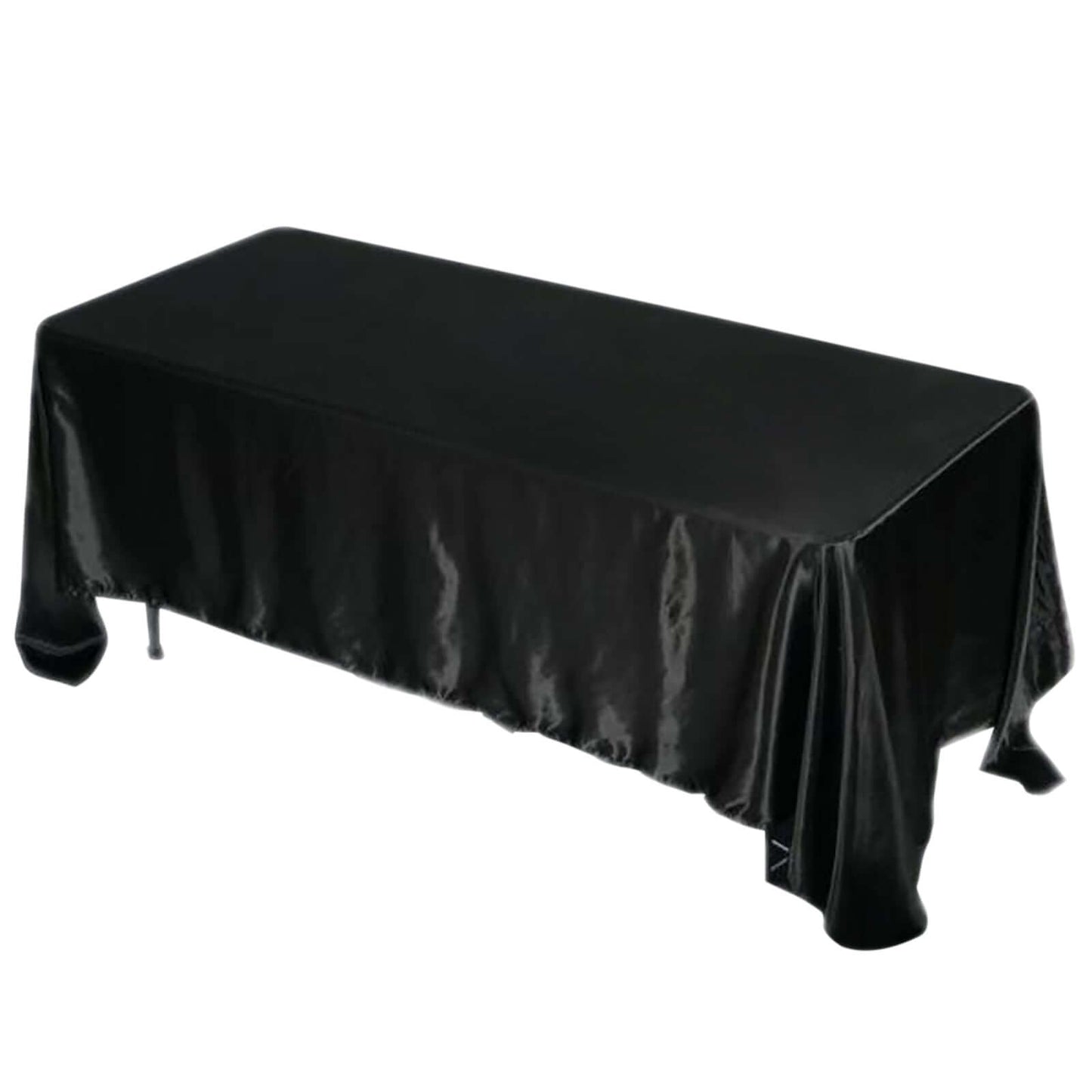 Satin Rectangular 72"x120" Tablecloth Black - Smooth & Easy to Maintain Table Cover - NestOCart