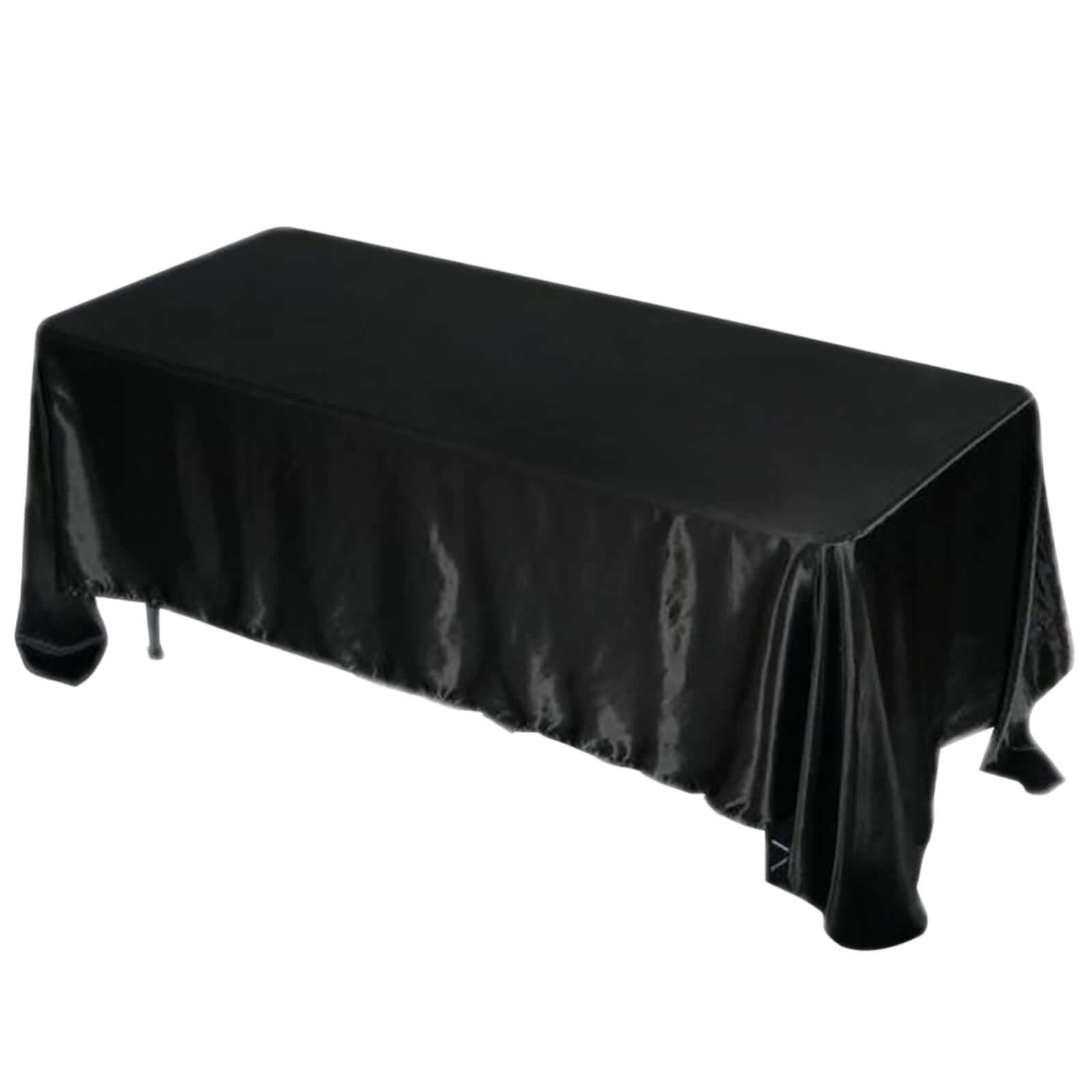 Satin Rectangular 72"x120" Tablecloth Black - Smooth & Easy to Maintain Table Cover - NestOCart