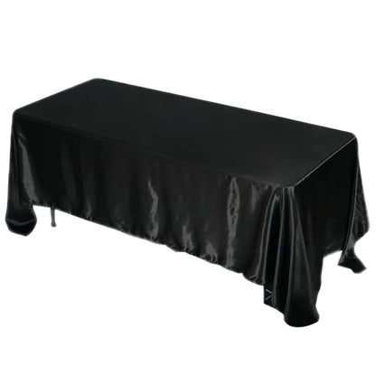 Satin Rectangular 72"x120" Tablecloth Black - Smooth & Easy to Maintain Table Cover - NestOCart