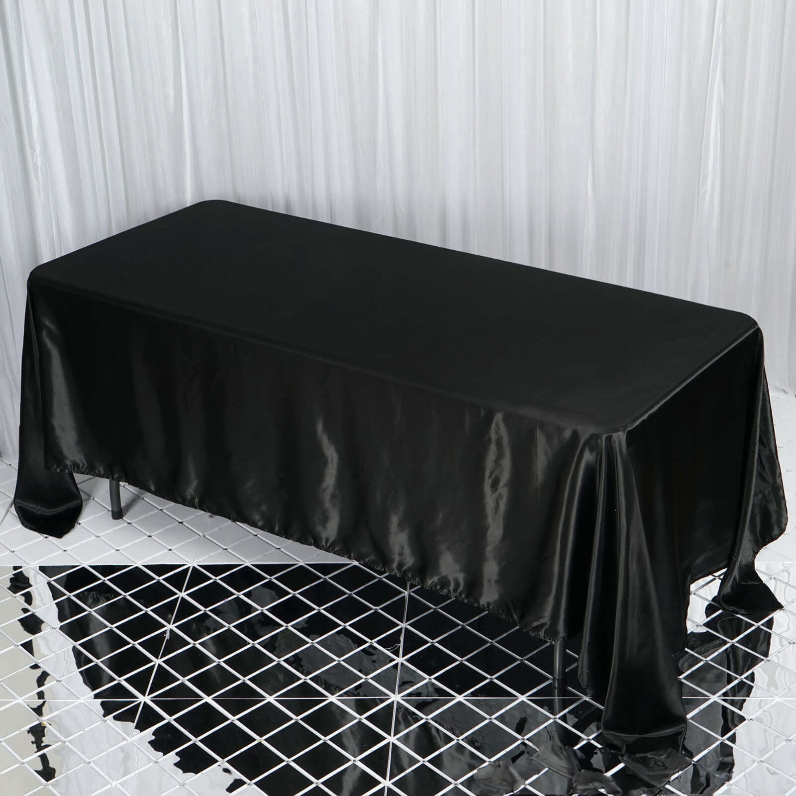 Satin Rectangular 72"x120" Tablecloth Black - Smooth & Easy to Maintain Table Cover - NestOCart