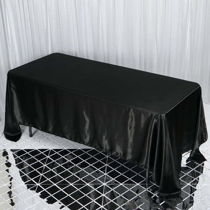 Satin Rectangular 72"x120" Tablecloth Black - Smooth & Easy to Maintain Table Cover - NestOCart