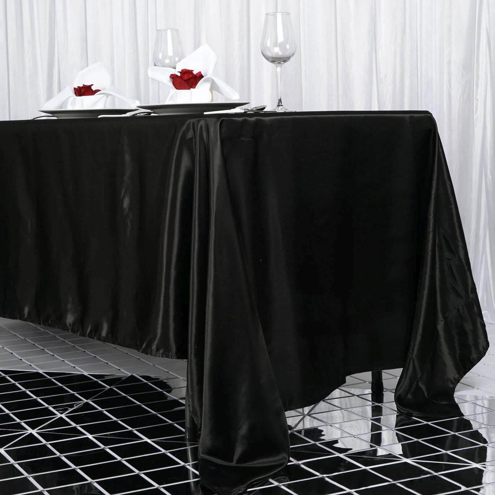 Satin Rectangular 72"x120" Tablecloth Black - Smooth & Easy to Maintain Table Cover - NestOCart