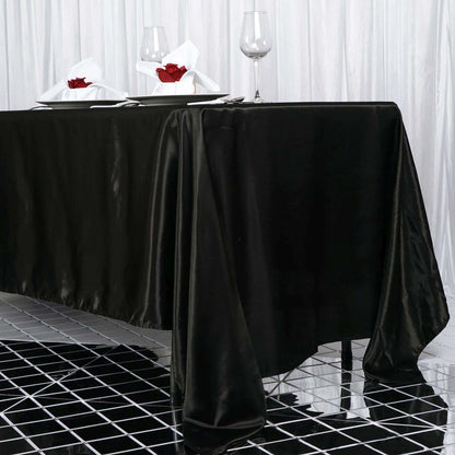 Satin Rectangular 72"x120" Tablecloth Black - Smooth & Easy to Maintain Table Cover - NestOCart
