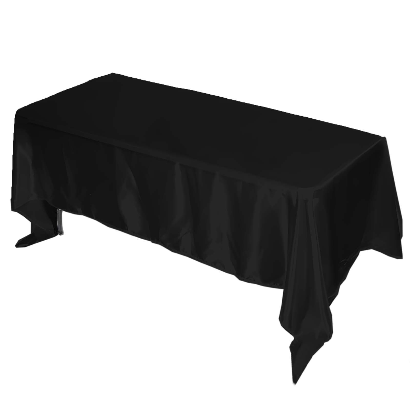 Satin Rectangular 72"x120" Tablecloth Black - Smooth & Easy to Maintain Table Cover - NestOCart