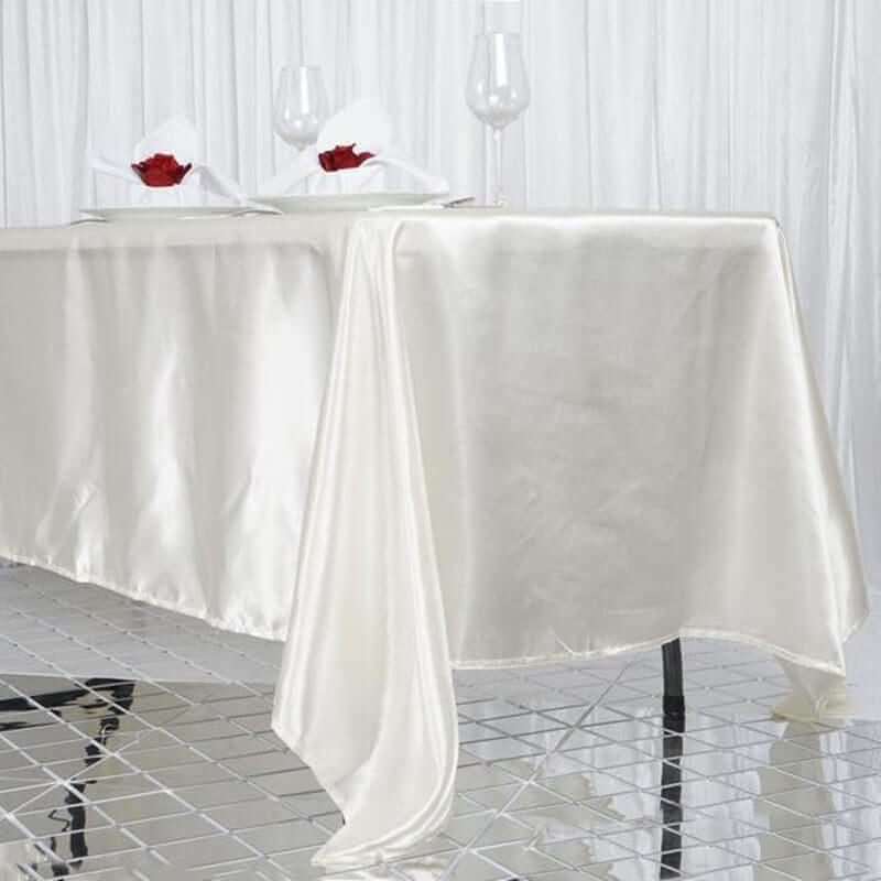 Satin Rectangular 72"x120" Tablecloth Ivory - Smooth & Easy to Maintain Table Cover - NestOCart