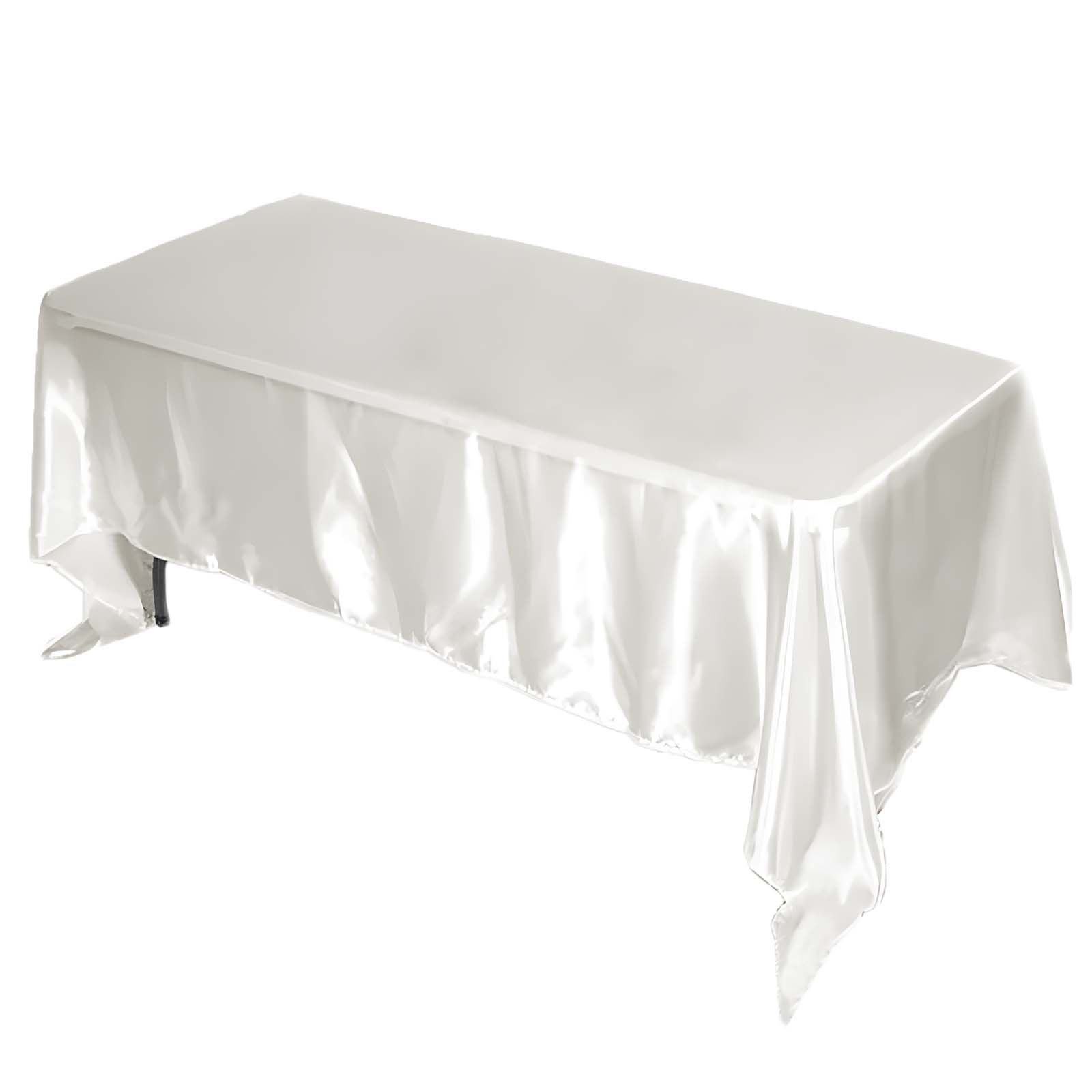 Satin Rectangular 72"x120" Tablecloth Ivory - Smooth & Easy to Maintain Table Cover - NestOCart