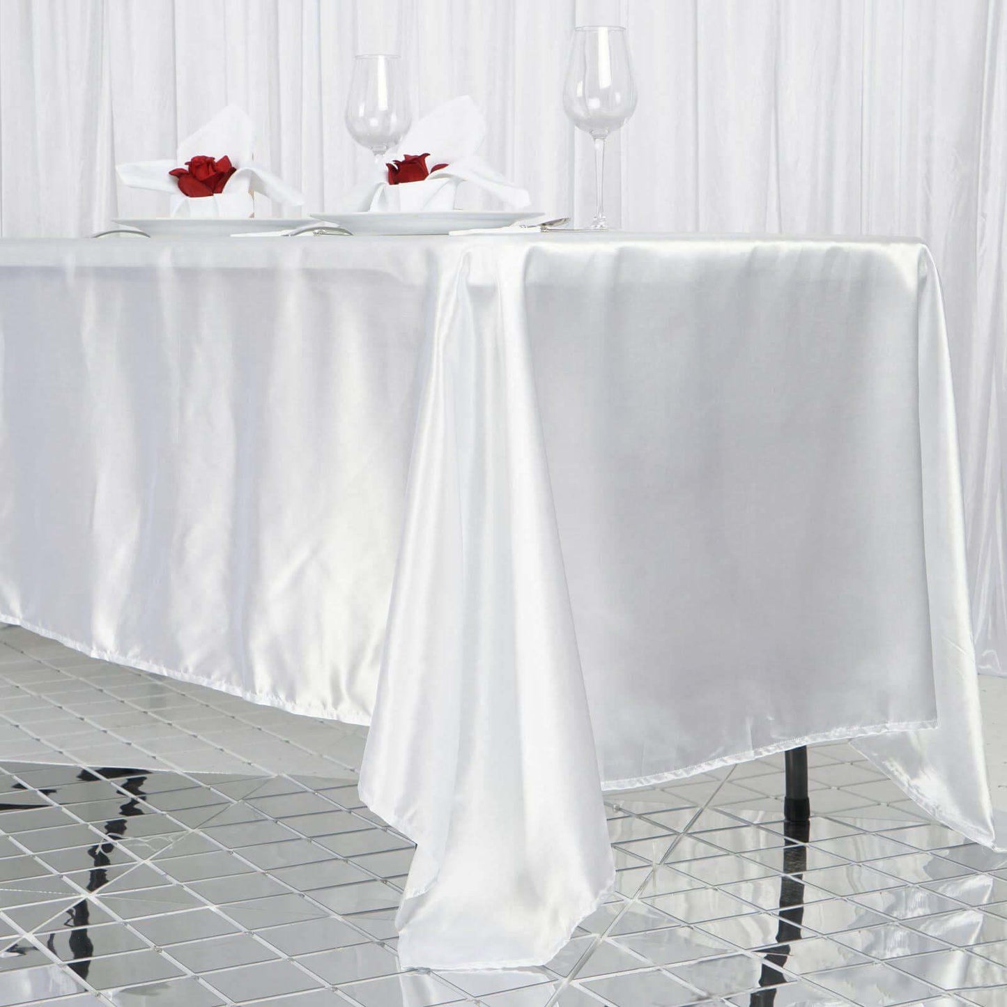 Satin Rectangular 72"x120" Tablecloth White - Smooth & Easy to Maintain Table Cover For Classy Weddings & Events - NestOCart