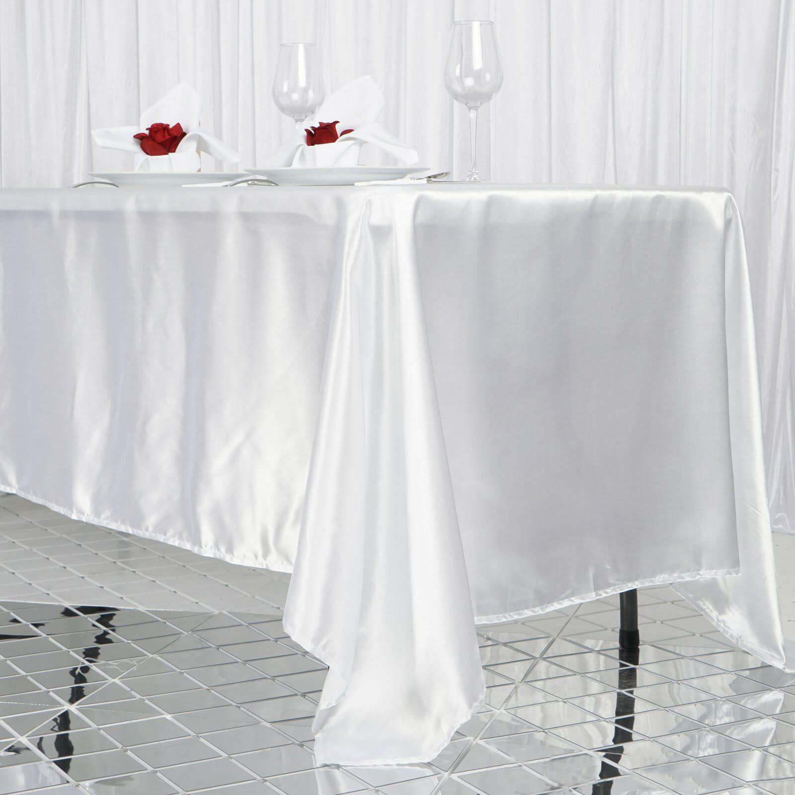 Satin Rectangular 72"x120" Tablecloth White - Smooth & Easy to Maintain Table Cover For Classy Weddings & Events - NestOCart