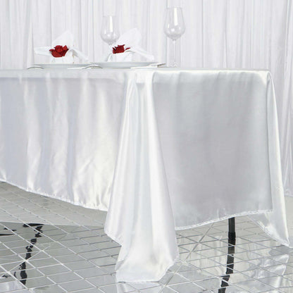 Satin Rectangular 72"x120" Tablecloth White - Smooth & Easy to Maintain Table Cover For Classy Weddings & Events - NestOCart