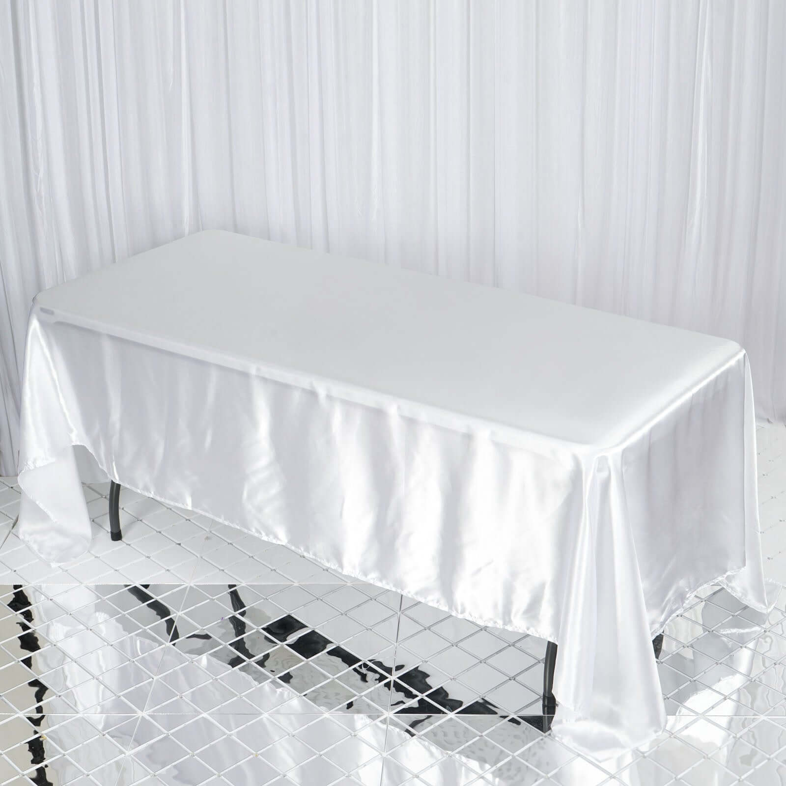 Satin Rectangular 72"x120" Tablecloth White - Smooth & Easy to Maintain Table Cover For Classy Weddings & Events - NestOCart