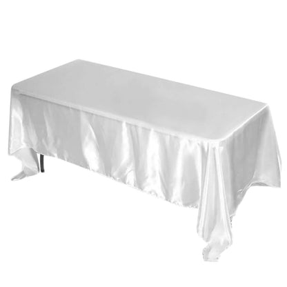 Satin Rectangular 72"x120" Tablecloth White - Smooth & Easy to Maintain Table Cover For Classy Weddings & Events - NestOCart