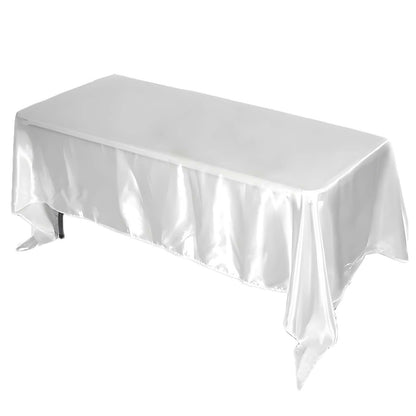Satin Rectangular 72"x120" Tablecloth White - Smooth & Easy to Maintain Table Cover For Classy Weddings & Events - NestOCart