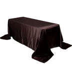 Satin Rectangular 90"x132" Tablecloth Chocolate - Seamless Table Cover