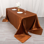 Satin Rectangular 90"x132" Tablecloth Cinnamon Brown - Seamless Table Cover - Bell Racket Store