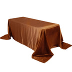 Satin Rectangular 90"x132" Tablecloth Cinnamon Brown - Seamless Table Cover - Bell Racket Store