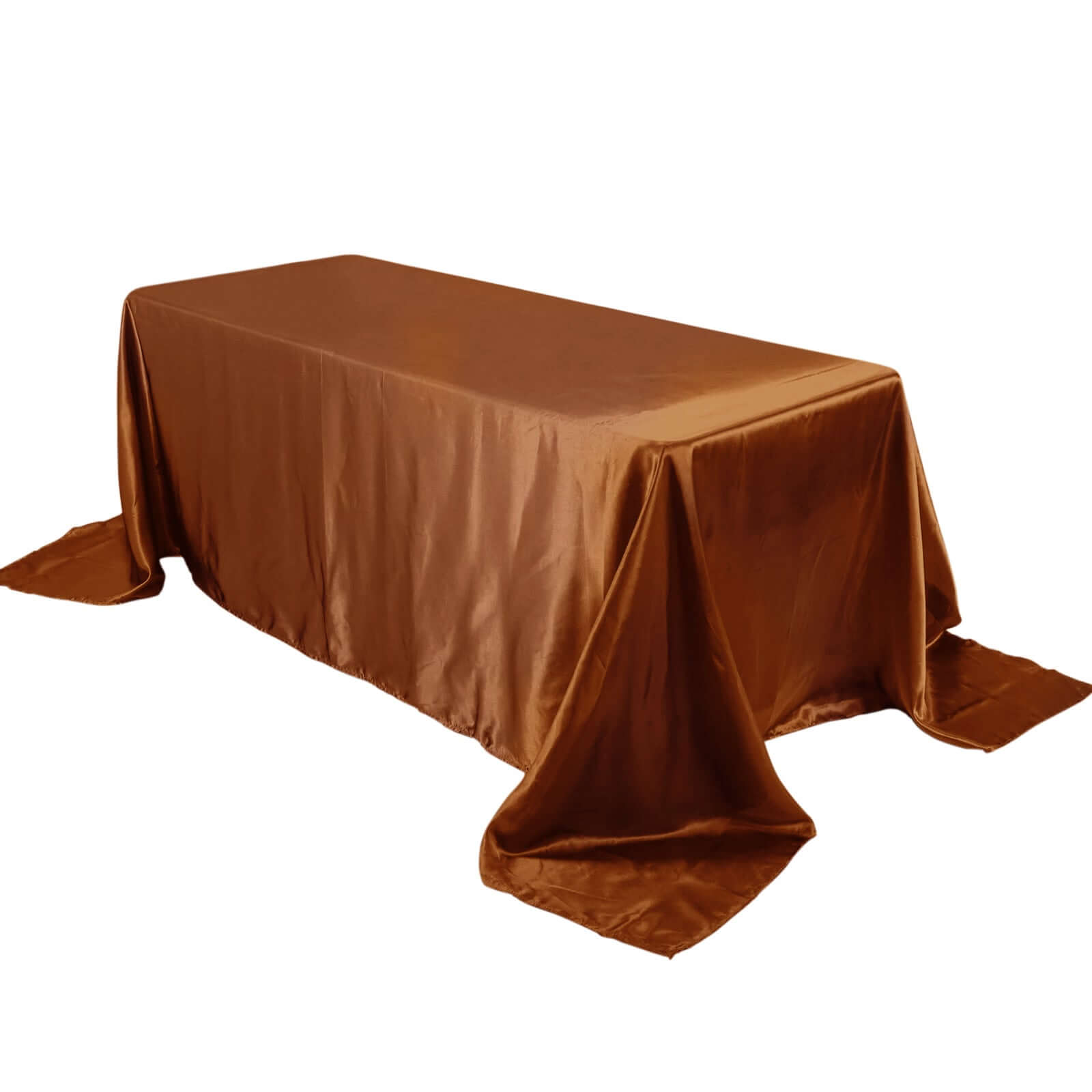 Satin Rectangular 90"x132" Tablecloth Cinnamon Brown - Seamless Table Cover - Bell Racket Store