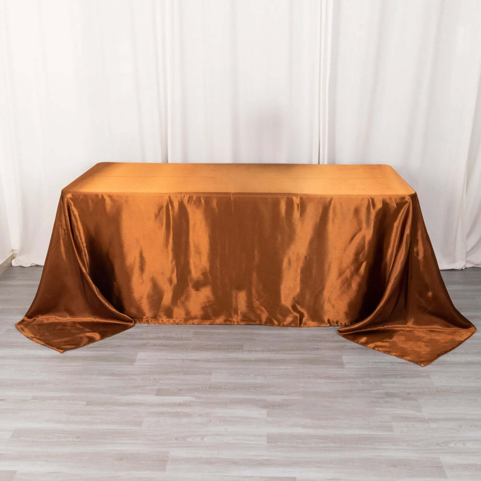Satin Rectangular 90"x132" Tablecloth Cinnamon Brown - Seamless Table Cover - Bell Racket Store