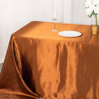 Satin Rectangular 90"x132" Tablecloth Cinnamon Brown - Seamless Table Cover - Bell Racket Store