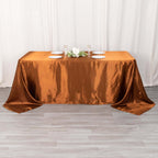 Satin Rectangular 90"x132" Tablecloth Cinnamon Brown - Seamless Table Cover - Bell Racket Store