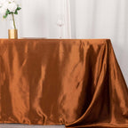 Satin Rectangular 90"x132" Tablecloth Cinnamon Brown - Seamless Table Cover - Bell Racket Store