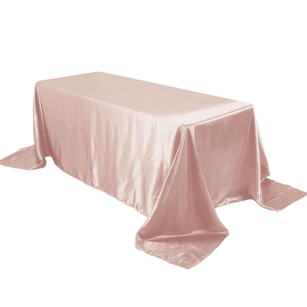Satin Rectangular 90"x132" Tablecloth Dusty Rose - Seamless Table Cover