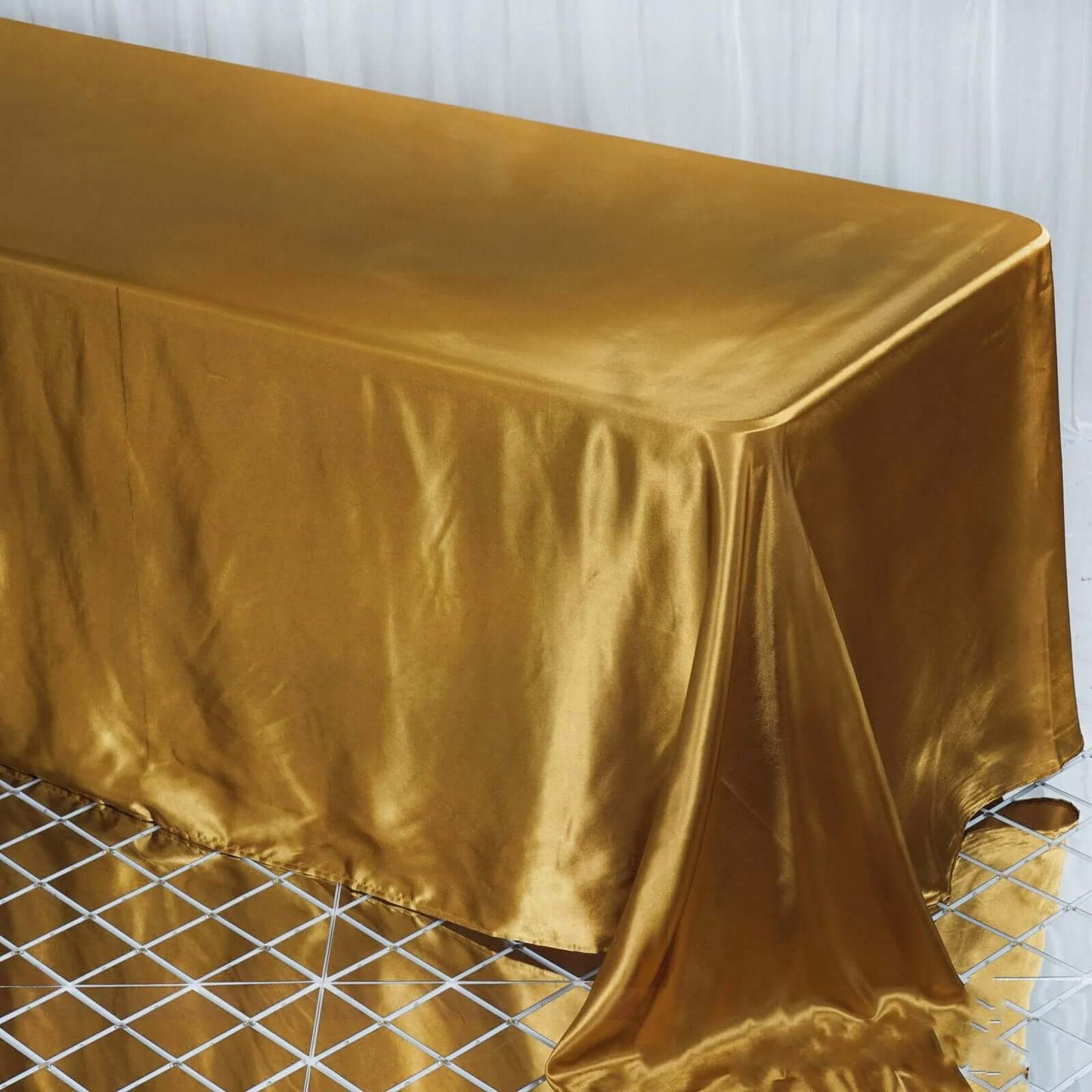 Satin Rectangular 90"x132" Tablecloth Gold - Seamless Stylish Table Cover for Weddings and Parties - NestOCart