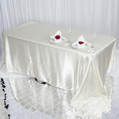 Satin Rectangular 90"x132" Tablecloth Ivory - Seamless Table Cover - NestOCart