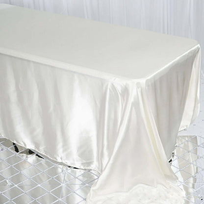 Satin Rectangular 90"x132" Tablecloth Ivory - Seamless Table Cover - NestOCart