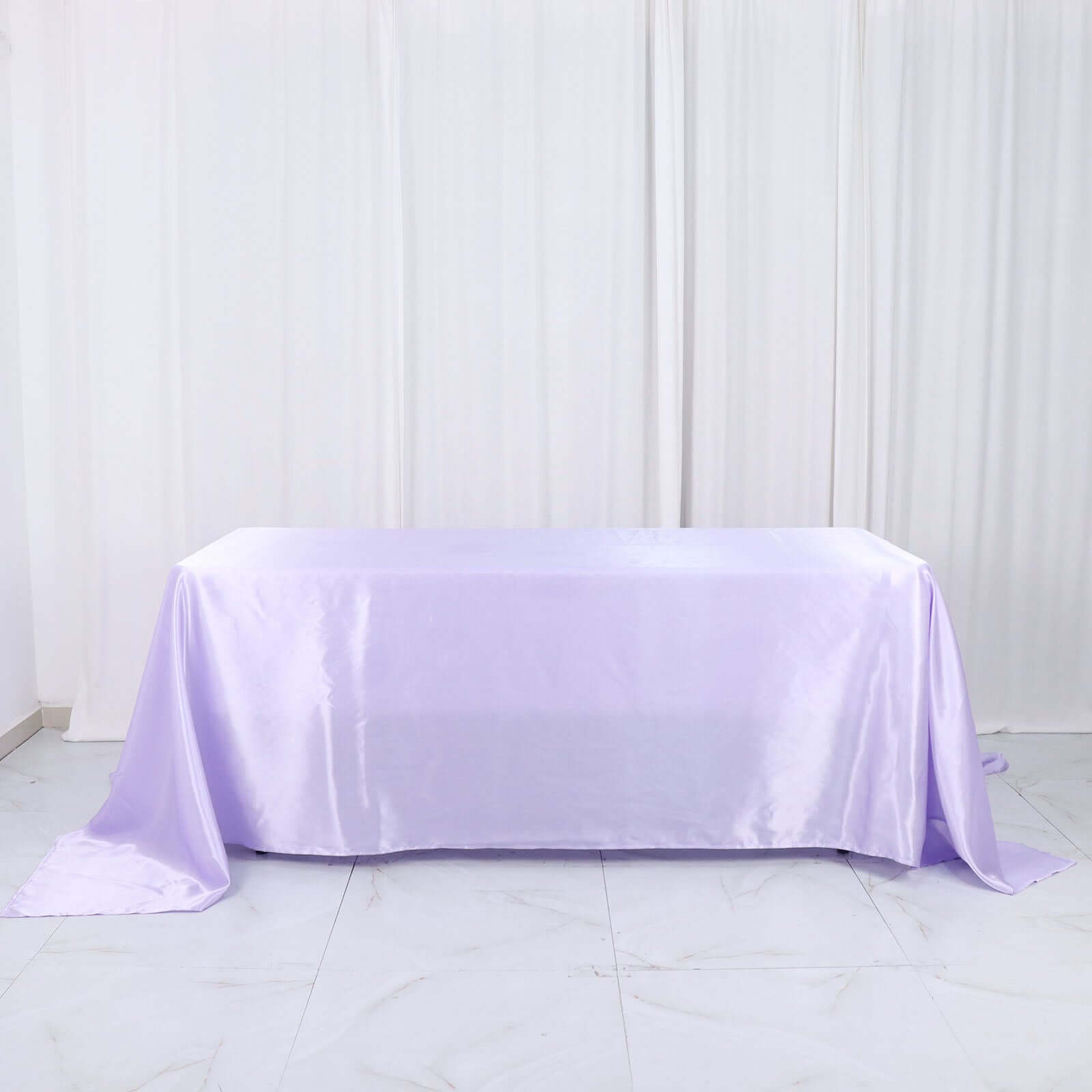 Satin Rectangular 90"x132" Tablecloth Lavender Lilac - Seamless Table Cover - Bell Racket Store