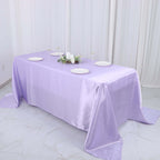 Satin Rectangular 90"x132" Tablecloth Lavender Lilac - Seamless Table Cover - Bell Racket Store
