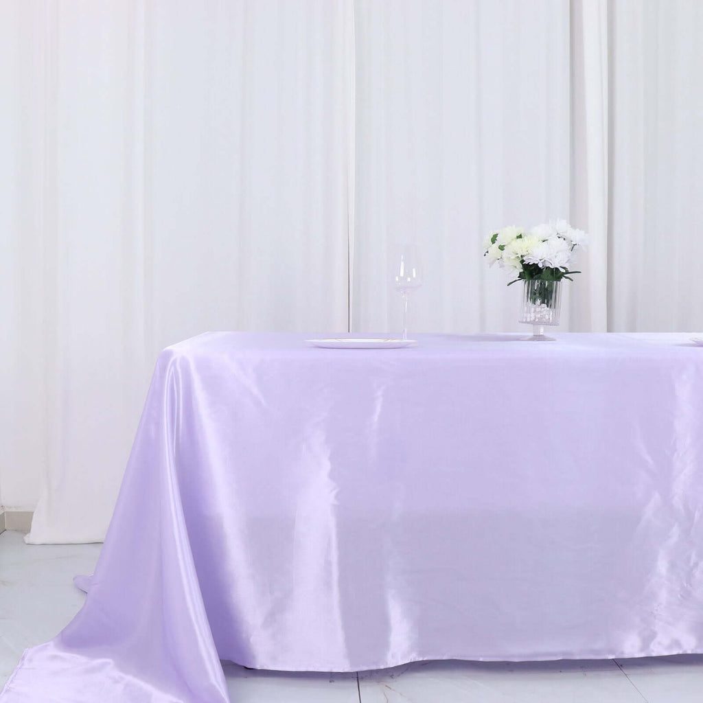 Satin Rectangular 90"x132" Tablecloth Lavender Lilac - Seamless Table Cover - Bell Racket Store