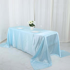 Satin Rectangular 90"x132" Tablecloth Light Blue - Seamless Table Cover - Bell Racket Store