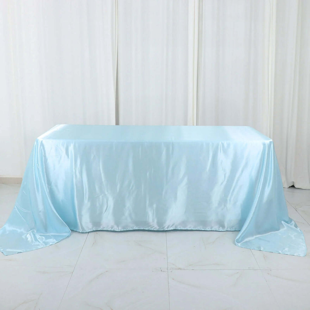Satin Rectangular 90"x132" Tablecloth Light Blue - Seamless Table Cover - Bell Racket Store