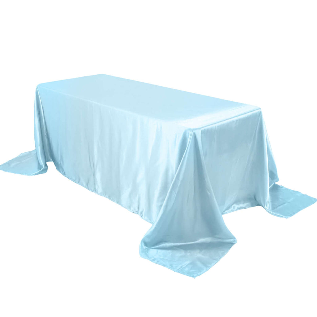 Satin Rectangular 90"x132" Tablecloth Light Blue - Seamless Table Cover - Bell Racket Store