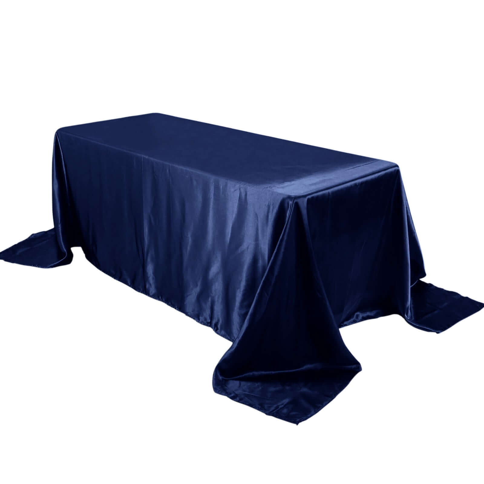 Satin Rectangular 90"x132" Tablecloth Navy Blue - Seamless Table Cover - NestOCart