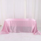 Satin Rectangular 90"x132" Tablecloth Pink - Seamless Table Cover - Bell Racket Store