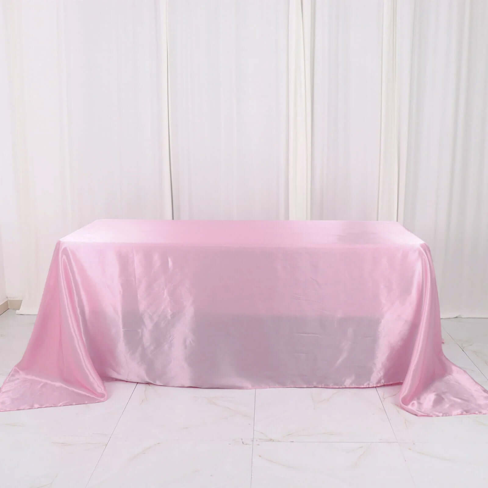 Satin Rectangular 90"x132" Tablecloth Pink - Seamless Table Cover - Bell Racket Store