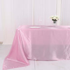 Satin Rectangular 90"x132" Tablecloth Pink - Seamless Table Cover - Bell Racket Store
