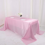 Satin Rectangular 90"x132" Tablecloth Pink - Seamless Table Cover - Bell Racket Store