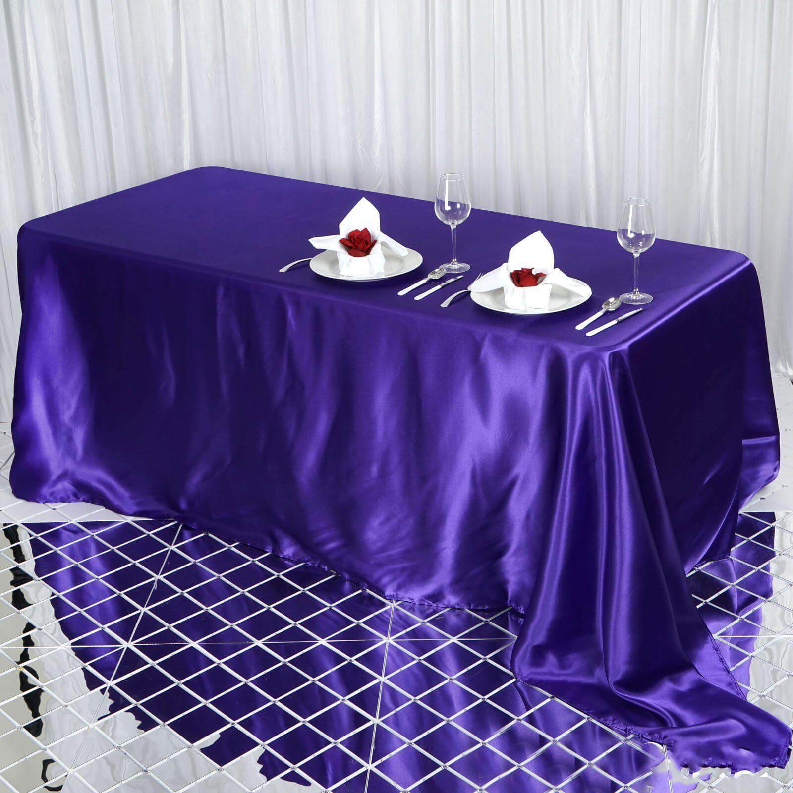 Satin Rectangular 90"x132" Tablecloth Purple - Seamless Table Cover - NestOCart