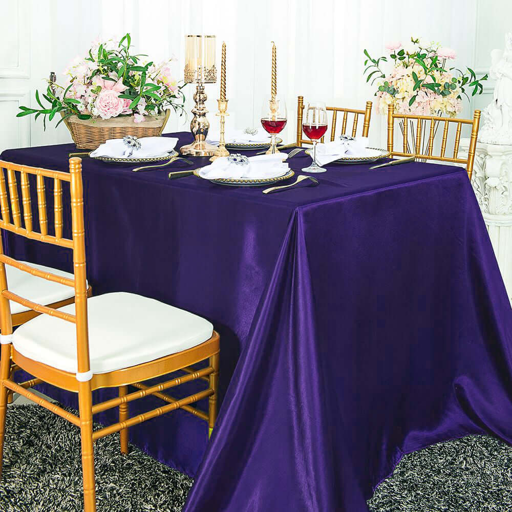 Satin Rectangular 90"x132" Tablecloth Purple - Seamless Table Cover - NestOCart