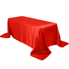 Satin Rectangular 90"x132" Tablecloth Red - Seamless Table Cover