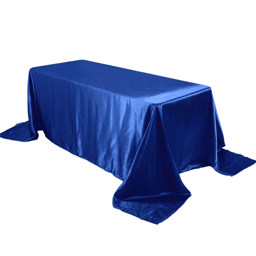 Satin Rectangular 90"x132" Tablecloth Royal Blue - Seamless Table Cover
