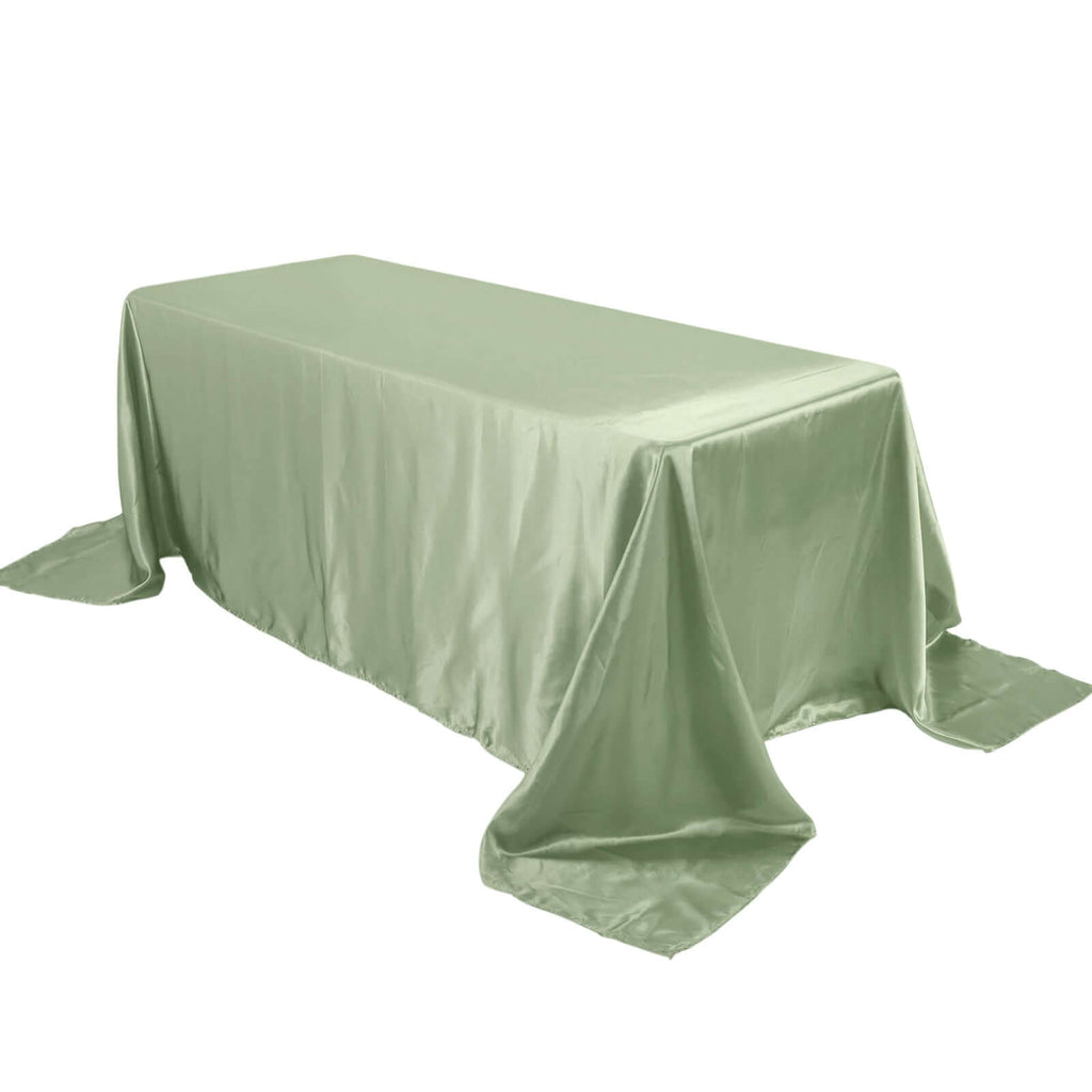 Satin Rectangular 90"x132" Tablecloth Sage Green - Seamless Table Cover