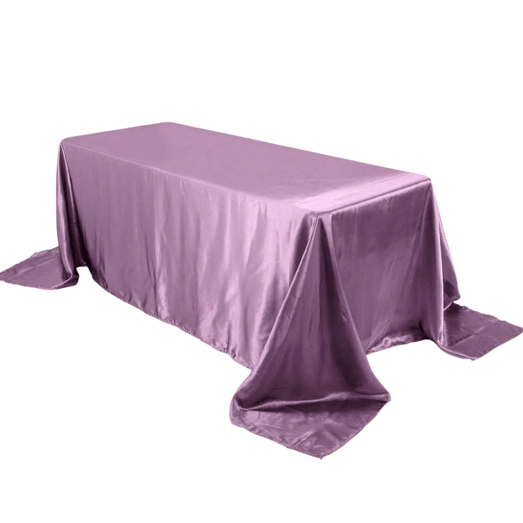 Satin Rectangular 90"x132" Tablecloth Violet Amethyst - Seamless Table Cover - Bell Racket Store