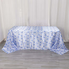 Satin Rectangular 90"x132" Tablecloth White/Blue French Toile Design - Seamless Stylish & Wrinkle - Resistant Table Cover - Bell Racket Store
