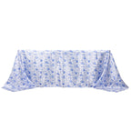 Satin Rectangular 90"x132" Tablecloth White/Blue French Toile Design - Seamless Stylish & Wrinkle - Resistant Table Cover - Bell Racket Store