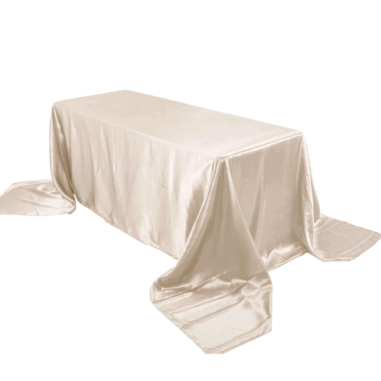 Satin Rectangular 90"x156" Tablecloth Beige - Seamless Table Cover