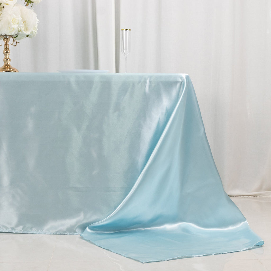 Satin Rectangular 90"x156" Tablecloth Light Blue - Seamless Table Cover - Bell Racket Store
